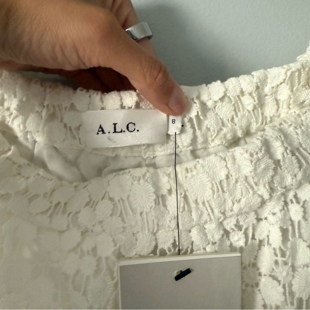A.L.C. Bolen Crochet Lace Off Shoulder White Mini Dress - Picture 5 of 6